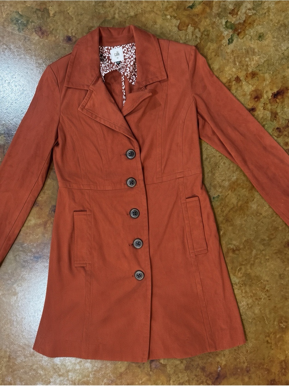 CAbi Women’s Sueded Rust Button-Front Trench Coat